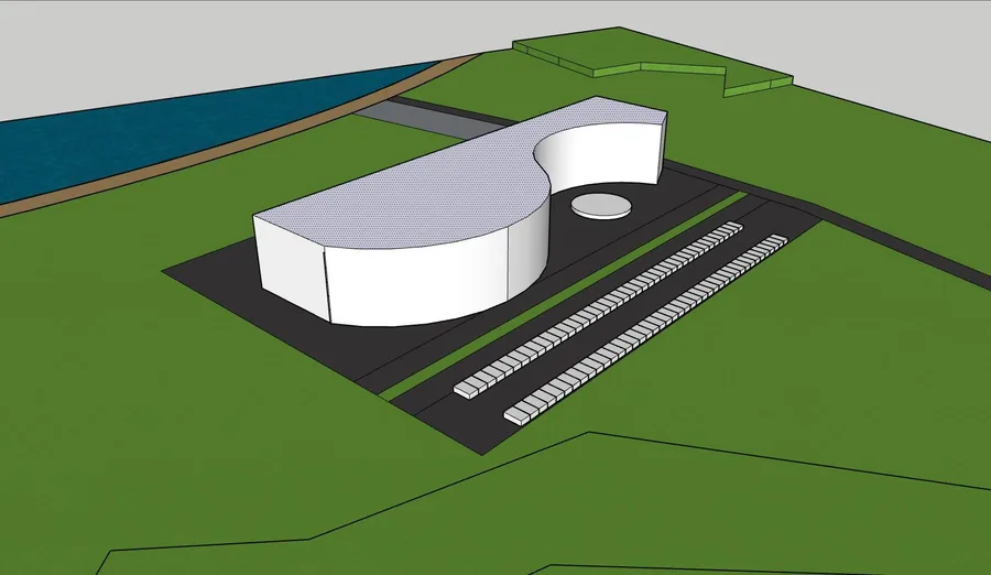 Massing, step 2: the front curves inward