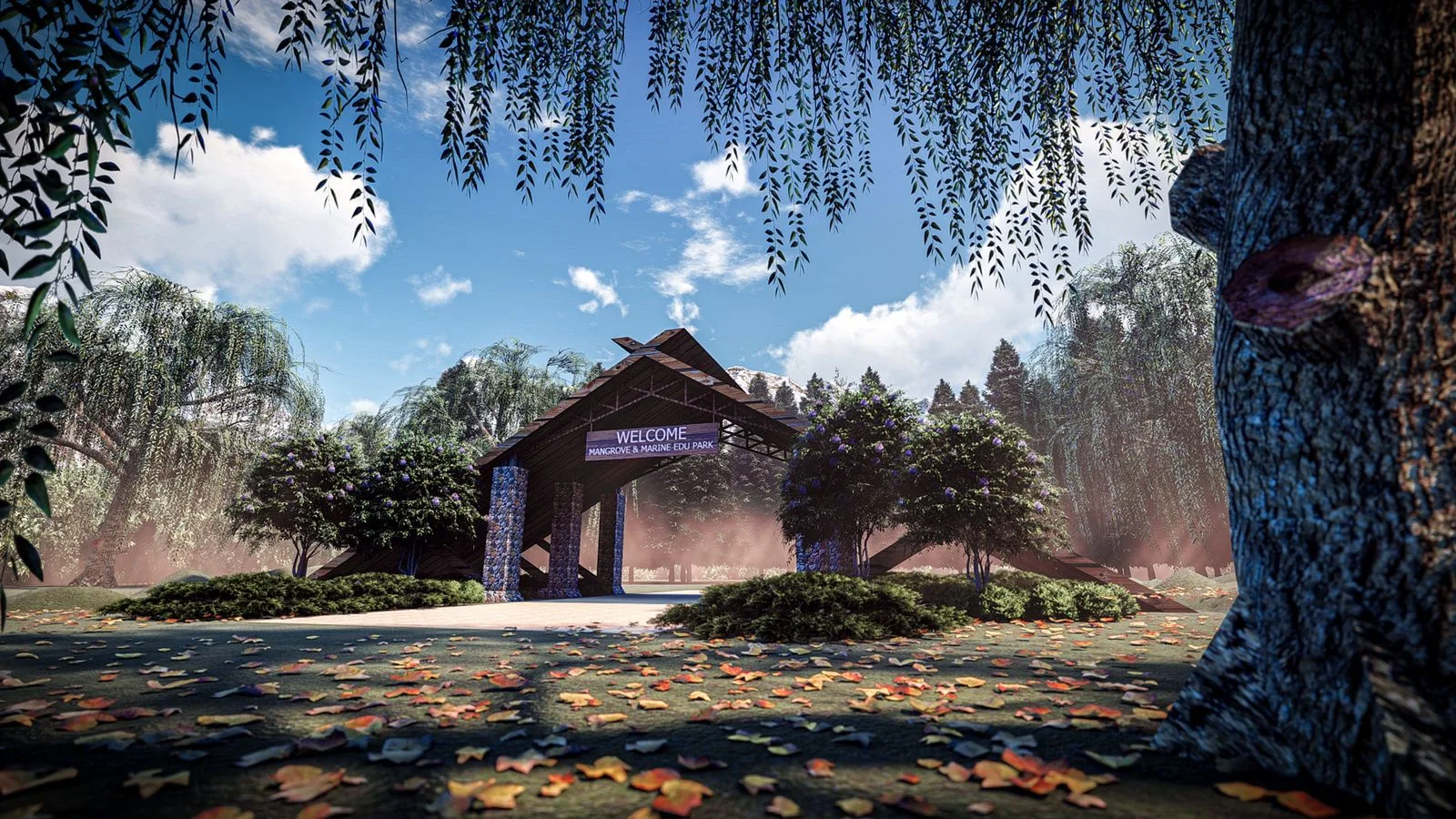 The welcome gate at the park entrance