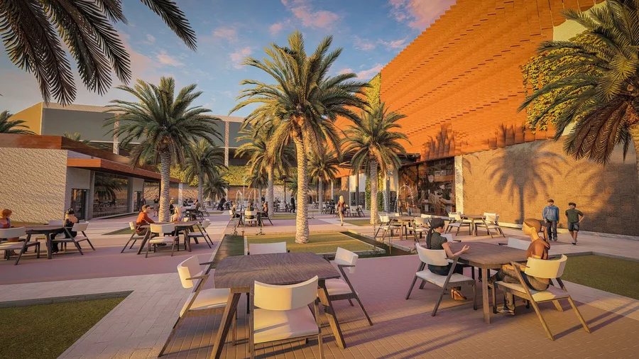 LAB.in Studio render of a commercial plaza with outdoor dining