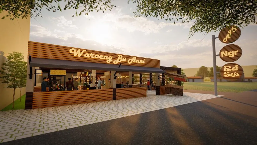 LAB.in Studio render of the food court project in Purin, Kendal