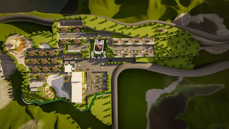 Site plan of the Guci resort on its hillside plot