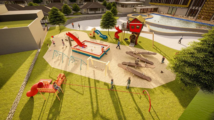 Children's playground next to the pool