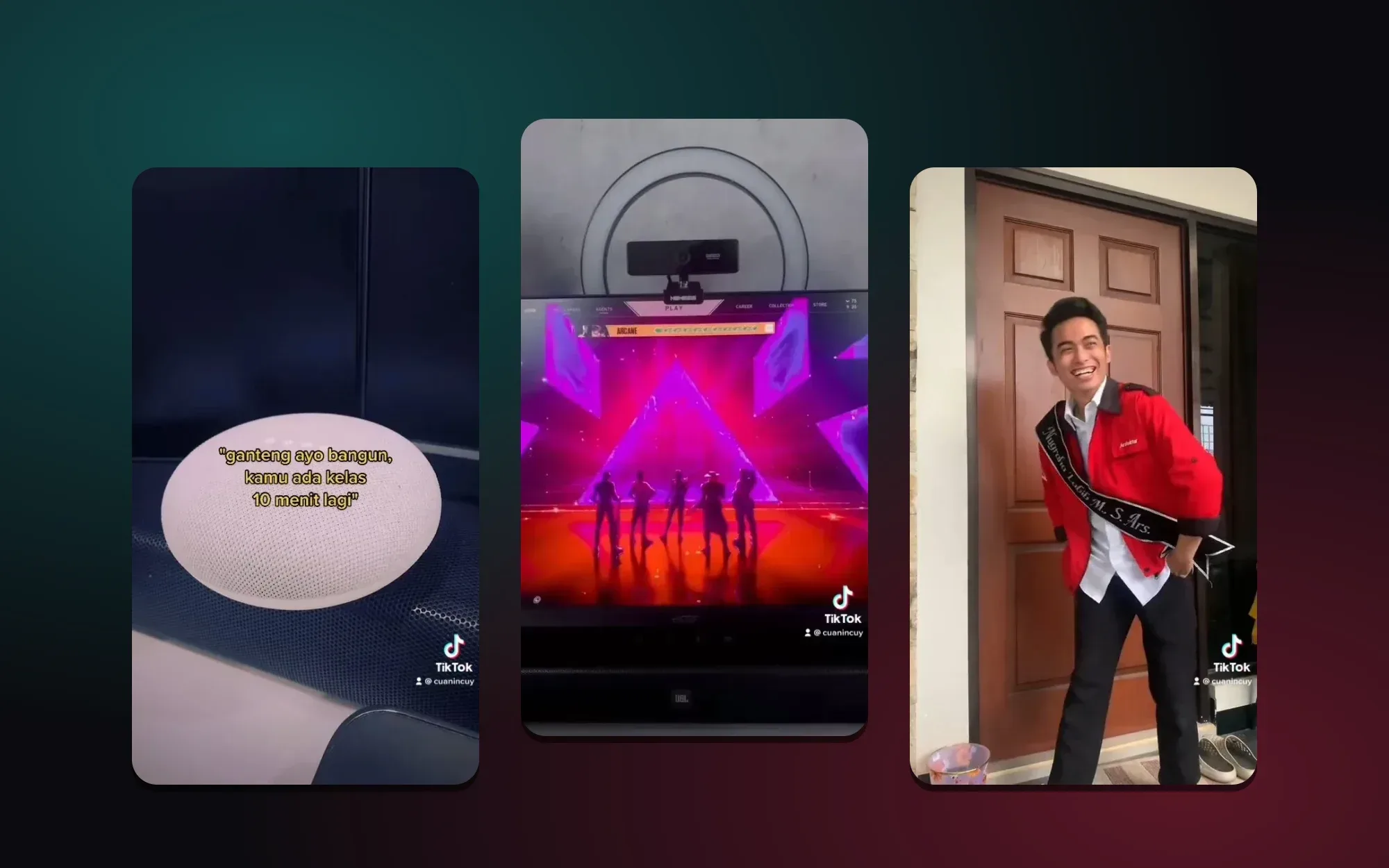 Three posters from the #pacarcanggihku series on TikTok